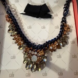 NIB CAbi navy blue  bronze gemstone necklace convertible  bracelet